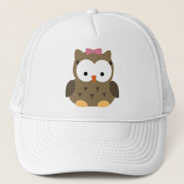 Cute Baby Girl Owl met Roze Bow Trucker Pet