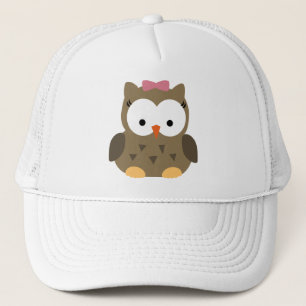 Cute Baby Girl Owl met Roze Bow Trucker Pet