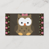 Cute Baby Girl Owl met Roze Bow Visitekaartje (Achterkant)