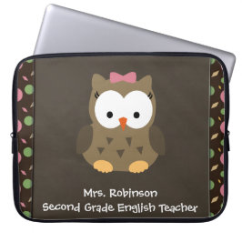 Cute Baby Girl Owl, roze/groen/bruin Laptop Sleeve