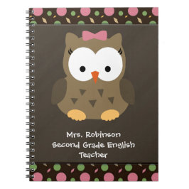 Cute Baby Girl Owl, roze/groen/bruin Notitieboek