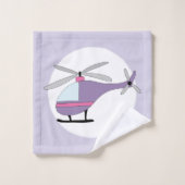Cute Baby Girl Paarse Helikopter & naam Bad Handdoek (Wasdoekje)