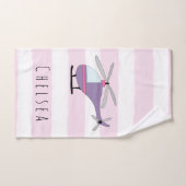 Cute Baby Girl Paarse Helikopter & naam Bad Handdoek (Handdoek)