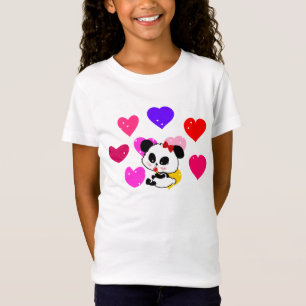 Cute Baby Girl Panda regenboog liefde harten T-shi T-shirt