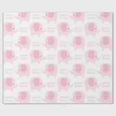 Cute Baby Girl Pin Elephant Wrapping Paper Cadeaupapier (Vlak)
