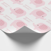 Cute Baby Girl Pin Elephant Wrapping Paper Cadeaupapier (Hoek)