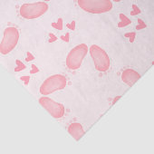 Cute Baby Girl Pink Feet and Hearts Baby shower Tissuepapier (Detail)