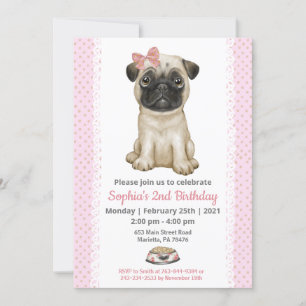 Cute Baby Girl Pink Invitation Kaart