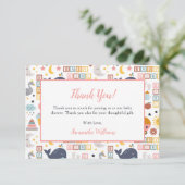 Cute Baby Girl Pink Pattern Baby shower Bedankkaart (Staand voorkant)