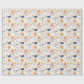 Cute Baby Girl Pink Pattern met Name Baby shower Cadeaupapier (Vlak)