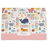 Cute Baby Girl Pink Pattern met Name Baby shower Groot Cadeauzakje (Voorkant)