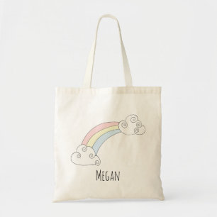 Cute Baby Girl Rainbow Doodle met naam Diaper Tote Bag