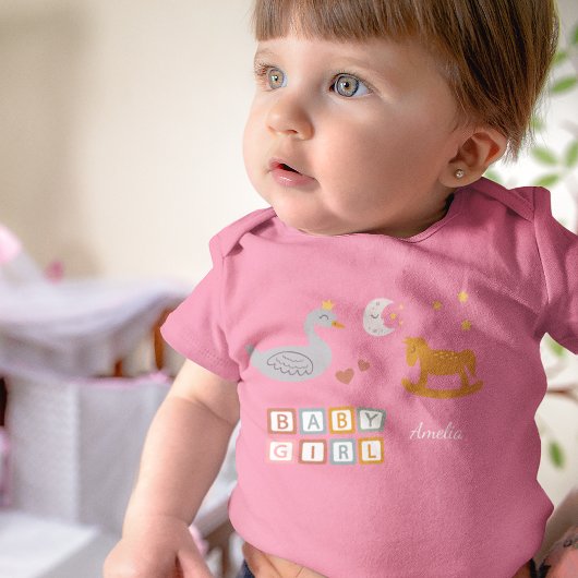 Cute Baby Girl Roze speelgoed met naam Romper