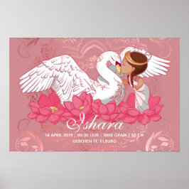 Cute Baby Girl Saraswati met haar White Swan Poster