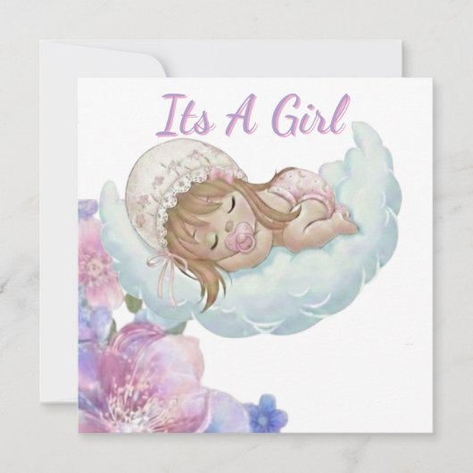 Cute Baby girl Shower Bedankkaart (Voorkant)