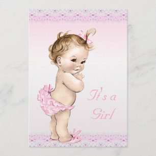 Cute  Baby Girl Shower Faux Floral Lace Kaart