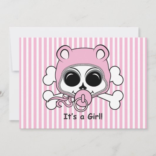 Cute Baby Girl Skull Aankondiging (Voorkant)