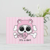 Cute Baby Girl Skull Aankondiging (Staand voorkant)