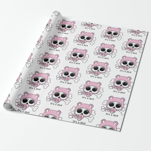 Cute Baby Girl Skull Cadeaupapier (Uitgerold)