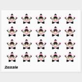 Cute Baby Girl Sock Monkey Black Pink Stripes Ster Sticker (Vel)