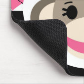 Cute Baby Girl Sock Monkey Pink Black Argyle Muismat (Hoek)