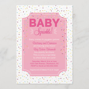 Cute Baby Girl Sprinkle Invitation Kaart
