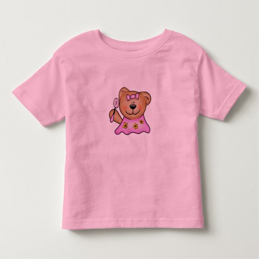 Cute Baby Girl Teddy Bear in Roze Kinder Shirts (Voorkant)