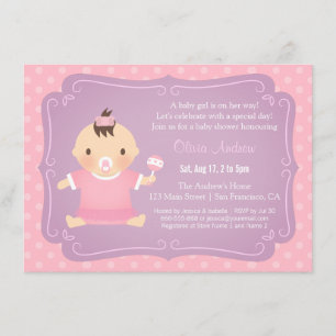 Cute Baby Girl Tutu Baby Shower Invitations Kaart