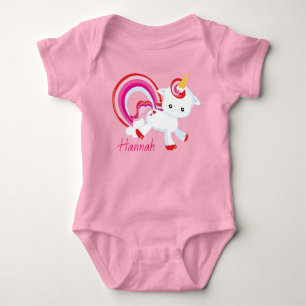Cute Baby Girl Unicorn Rainbow Gepersonaliseerd Romper