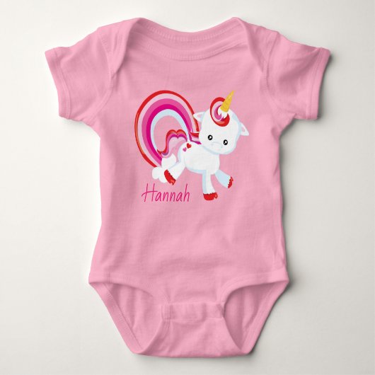 Cute Baby Girl Unicorn Rainbow Gepersonaliseerd Romper (Voorkant)