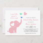 Cute Baby Girl Virtual Shower Elephant Pink Kaart (Voorkant)