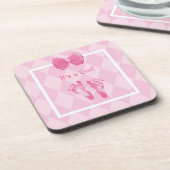 Cute Baby Girl Voetafdrukken Geboortedatum bekendm Bier Onderzetter (Linkerzijde)