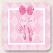 Cute Baby Girl Voetafdrukken Geboortedatum bekendm Bier Onderzetter (Voorkant)