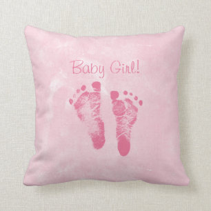 Cute Baby Girl Voetafdrukken Geboortedatum bekendm Kussen