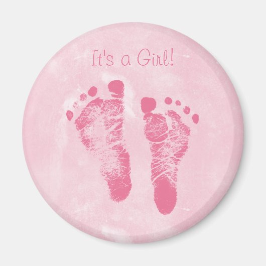 Cute Baby Girl Voetafdrukken Geboortedatum bekendm Magneet (Voorkant)