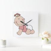 Cute Baby Girls Kinderneursery Clock Square Vierkante Klok (Huis)