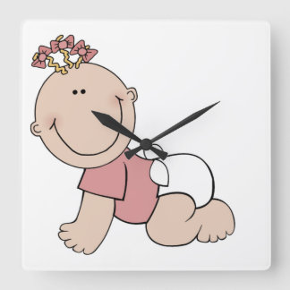 Cute Baby Girls Kinderneursery Clock Square Vierkante Klok