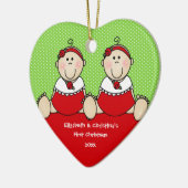 Cute Baby Girls Twin's Eerste Kerstversiering Keramisch Ornament (Links)