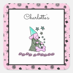 Cute Baby Girly Pink Elegant Funny Dog Vierkante Sticker