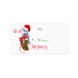 Cute Baby Goat in Stocking kerstcadeau Label