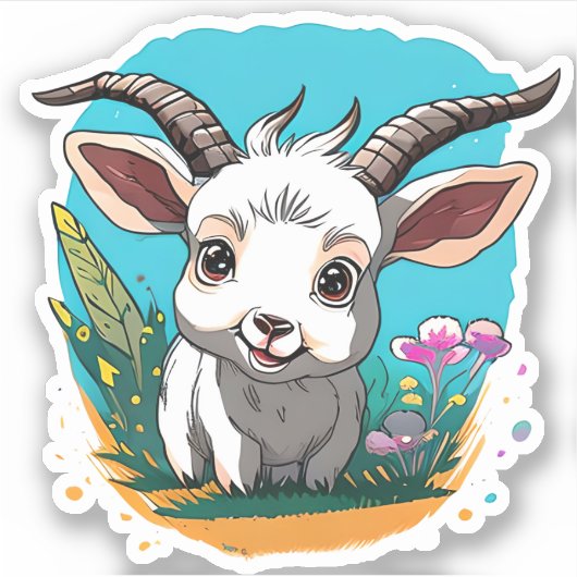 Cute Baby Goat Sticker (Voorkant)