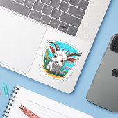 Cute Baby Goat Sticker (Laptop met iPhone)