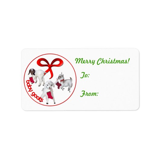 Cute Baby Goats kerstcadeau Label Sticker (Voorkant)