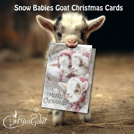 Cute Baby Goats - Snow Babies 11 Christmas Feestdagen Kaart