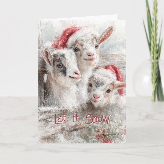Cute Baby Goats - Snow Babies 2 Christmas Feestdagen Kaart (Voorkant)