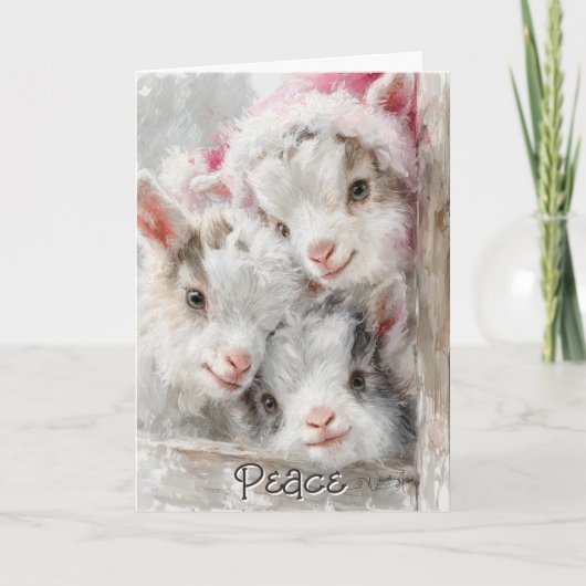 Cute Baby Goats - Snow Babies 3 Christmas Feestdagen Kaart (Voorkant)