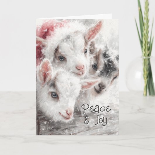 Cute Baby Goats - Snow Babies 4 Christmas Feestdagen Kaart (Voorkant)