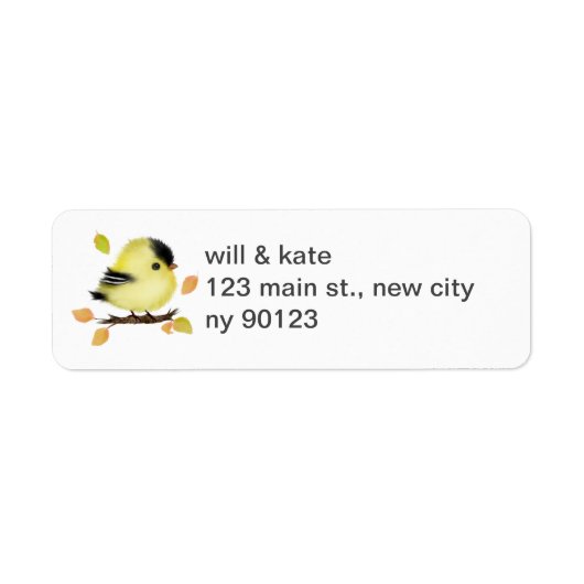 Cute Baby Goldfinch Bird Return Address Labels (Voorkant)