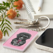 Cute Baby Gorilla die een mobiel telefoonroze vast Sleutelhanger (Voorkant Rechts)