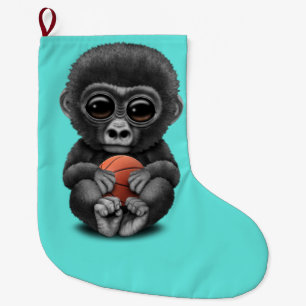 Cute Baby Gorilla die met Basketball speelt Grote Kerstsok